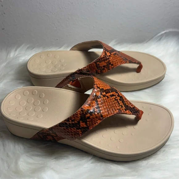 Vionic Pacific Naples Women's Platform Sandal Orange and Black Snake Size 9 - Picture 6 of 9